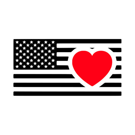 I love USA, United states of america flag and heart symbol glyph iconのイラスト素材