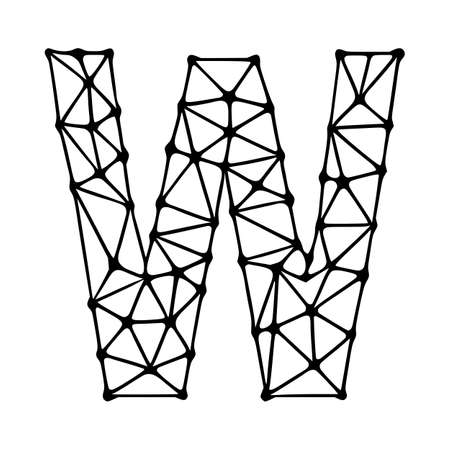 Letter w polygonal symbol, clip art isolated on white backgroundのイラスト素材