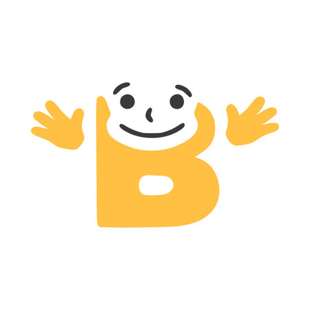 Letter b funny character with hands isolated on white backgroundのイラスト素材
