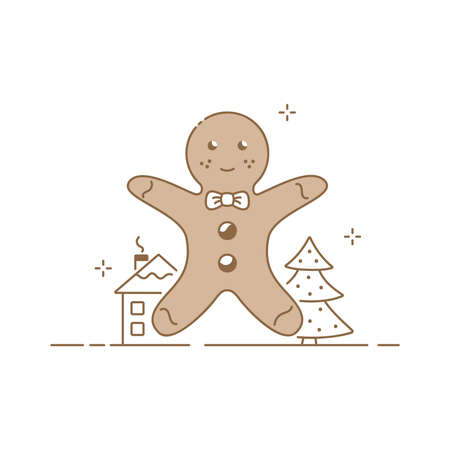 Christmas composition happy gingerbread, Christmas card designのイラスト素材