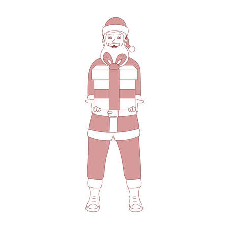 Vector illustration of a happy Santa Claus holding a gift boxのイラスト素材