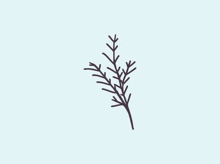 Vector illustration of a hand drawn branch isolated on a blue backgroundのイラスト素材