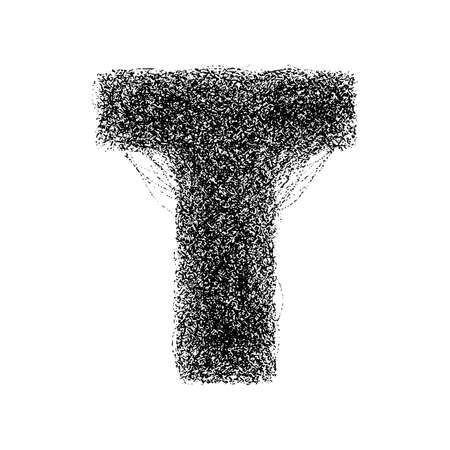 Decorative letter t made of particles isolated on white background. Vector illustrationのイラスト素材