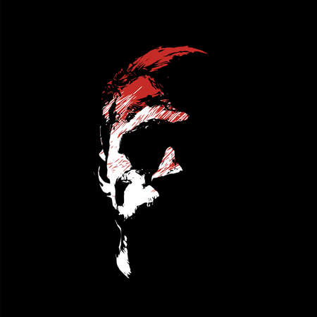 Guy head silhouette vector illustration. Horror poster design.のイラスト素材