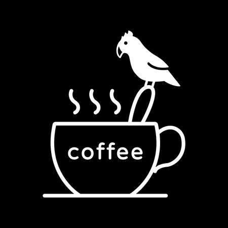 Vector illustration of a parrot and a cup of coffee.のイラスト素材