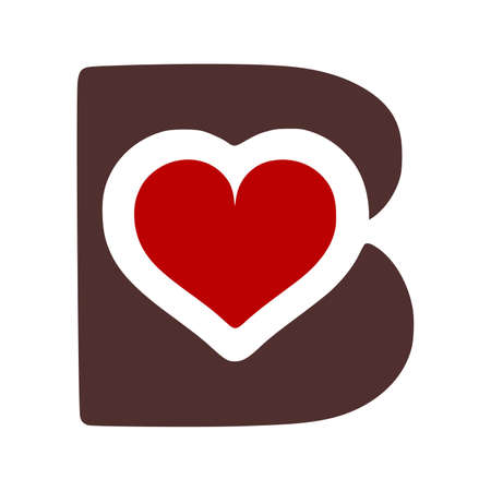 Letter b with heart symbol doodle iconのイラスト素材