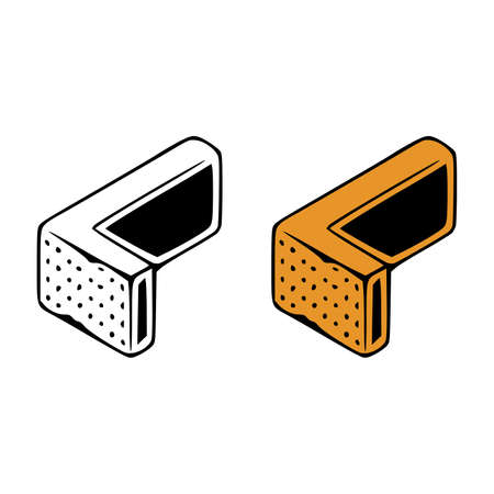 Isometric letter l doodle vector illustration on white background. Letter clip art.のイラスト素材
