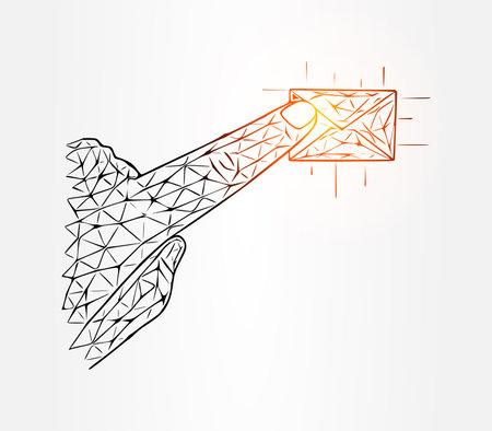 Finger tap on a message line illustration on white backgroundのイラスト素材