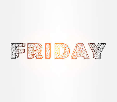 Friday lettering low poly illustration on white backgroundのイラスト素材