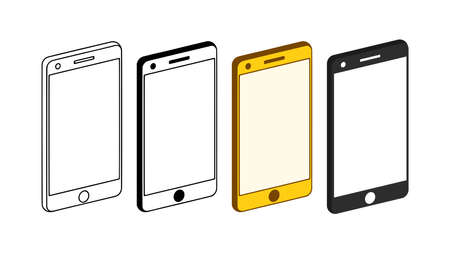 Mobile phone or Smartphone icon set in different styles. Device or gadget vector illustration isolated on white background.のイラスト素材