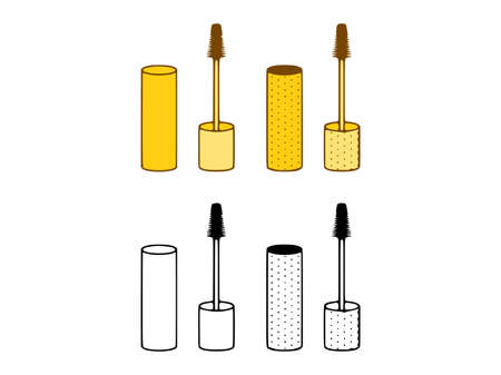 Vector set of mascara in doodle style on white backgroundのイラスト素材