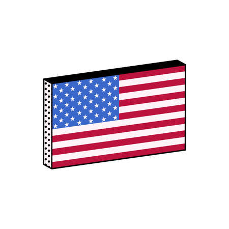 Flag of America isometric vector illustration on white background. american patriotic symbol.のイラスト素材