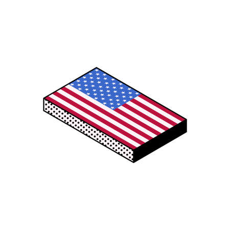 Flag of America isometric vector illustration on white background. american patriotic symbol.のイラスト素材