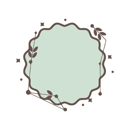 Nature geometric frames with leaves made from lines and dots in hand drawn style.のイラスト素材