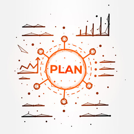 Polygonal abstract vector illustration of a business plan, Project planning concept art. Business and management banner, template or backgroundのイラスト素材
