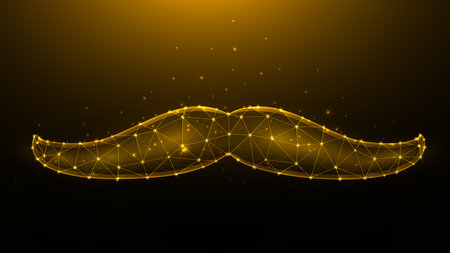 Polygonal vector illustration of a male mustache on a dark backgroundのイラスト素材