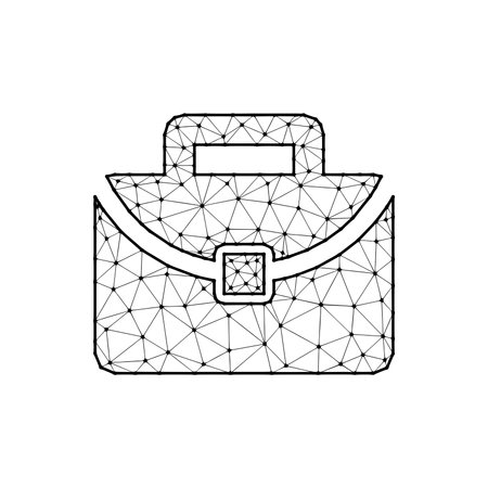 Briefcase polygonal vector illustration isolated on white background. Portfolio symbol in abstract styleのイラスト素材