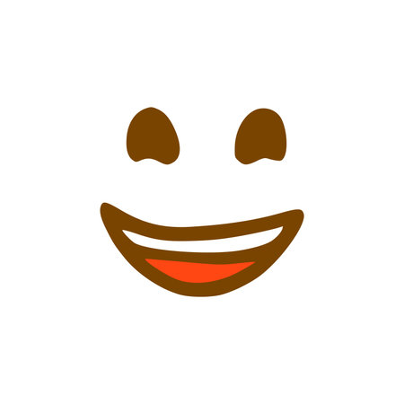 Laughing face doodle icon. Emoticon in hand drawn style isolated on white backgroundのイラスト素材