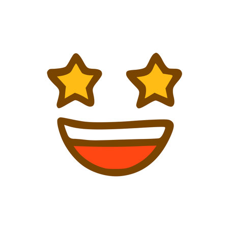 Star Struck face doodle icon. Emoticon in hand drawn style isolated on white backgroundのイラスト素材