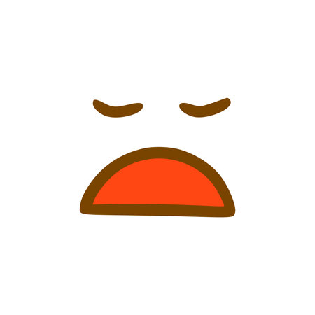 Sad face doodle icon. Emoticon in hand drawn style isolated on white backgroundのイラスト素材