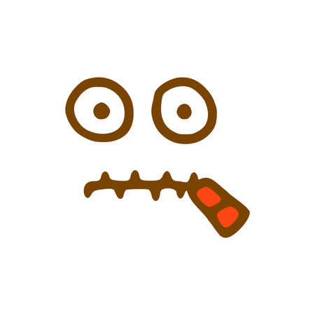 Face with closed mouth doodle icon. Emoticon in hand drawn style isolated on white backgroundのイラスト素材