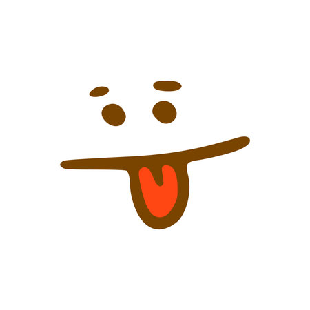 Face with tongue doodle icon. Emoticon in hand drawn style isolated on white backgroundのイラスト素材