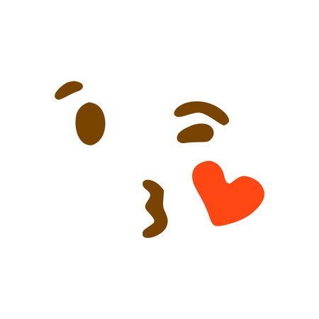 Kissing face doodle icon. Emoticon in hand drawn style isolated on white backgroundのイラスト素材