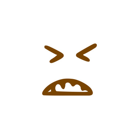 Sad face doodle icon. Emoticon in hand drawn style isolated on white backgroundのイラスト素材