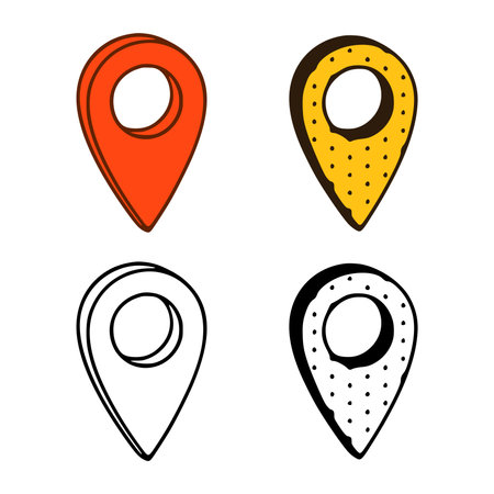 Set of location pins in different styles isolated on white backgroundのイラスト素材