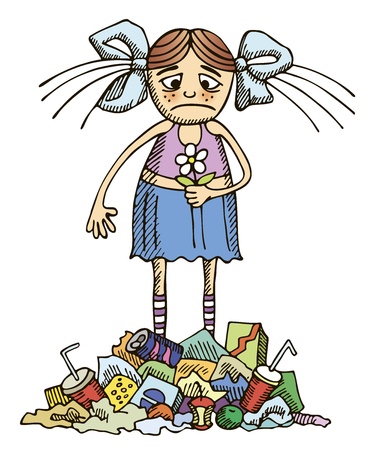 girl in a polluted environmentのイラスト素材
