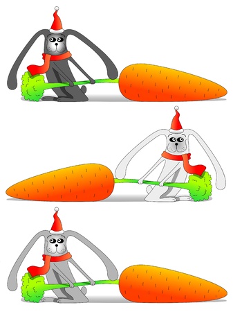 Ð¡hristmas funny bunniesのイラスト素材