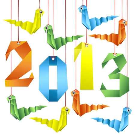 Christmas background with models of origamiのイラスト素材