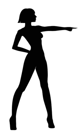 Female silhouette with a pointing handのイラスト素材