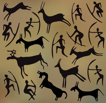 background with petroglyphsのイラスト素材