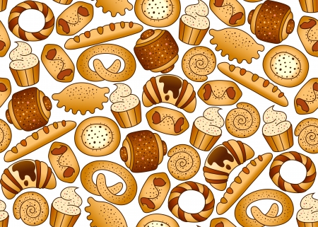 Seamless background with bakery productsのイラスト素材