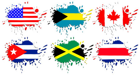Flags of North America as spotsのイラスト素材