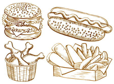 American food setのイラスト素材