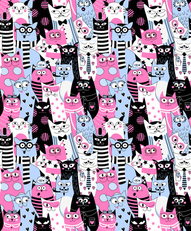 Cats seamless backgroundのイラスト素材