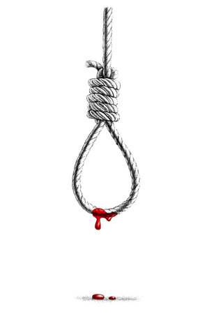 <p>Hangman noose with drops of blood by hand drawn</p>のイラスト素材