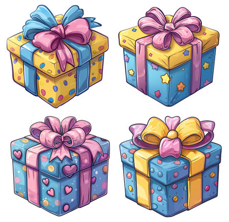 Gifts with bows stickersの素材