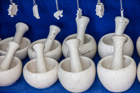 mortars traditional stone souvenirs in Brac island, Croatiaの写真素材