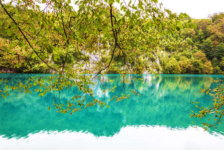 Plitvice lakes, Croatia, natural travel background, national parkの写真素材