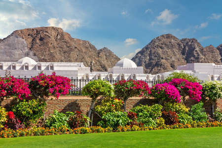 Muscat, Oman, mountain view. Sultan Qaboos Palace.のeditorial素材