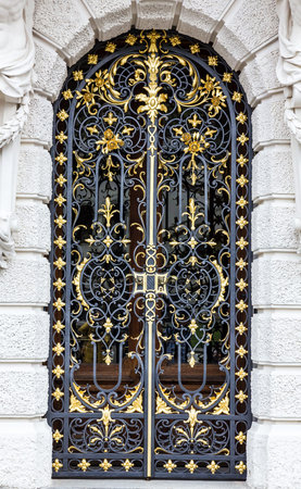 Ancient door of Linderhof Palace in Germany, Bavariaの写真素材
