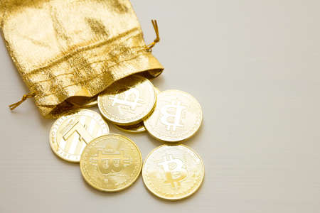 Sack of bitcoin currency, finance conceptの写真素材