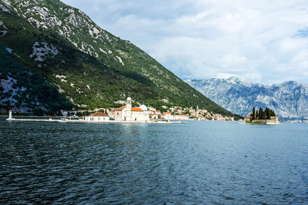 Seascape, Monastery on the island in Perast, Montenegro.