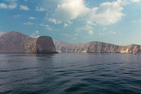 Mountain sea view, fjord landscape, Oman, Khasabの写真素材