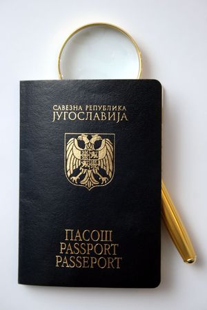 passport with clack, glass blazon, eaglesの写真素材