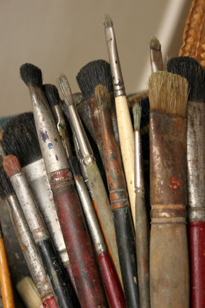 many paintbrushの写真素材