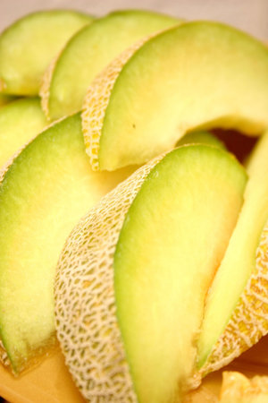 piece cantaloupe in closeup